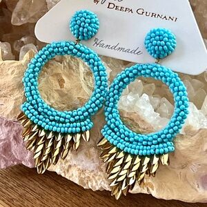 🌺🎉HP🎉🌺 NWT Deepa Gurnani Beaded Fringe Hoop Chandeliers